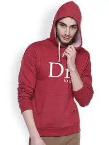 Campus Sutra Typography Printed Cotton Hooded Sweatshirt