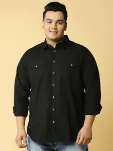 Thomas Scott Men Black Premium Slim Fit Opaque Casual Shirt