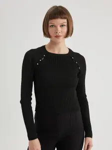 DeFacto Ribbed Round Neck Pullover Sweater