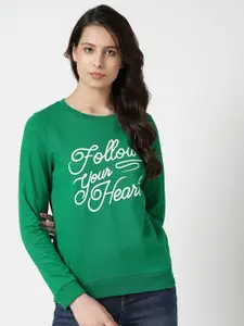 Vero Moda Women Green Printed Sweatshirt