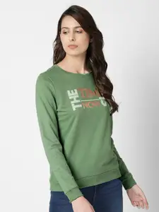 Vero Moda Women Green Printed Sweatshirt
