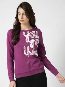 Vero Moda Women Purple Printed Sweatshirt