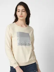 Vero Moda Women White Printed Sweatshirt