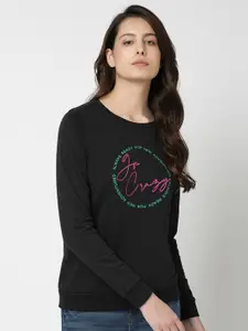 Vero Moda Women Black Printed Sweatshirt