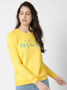 Vero Moda Women Yellow Printed Sweatshirt