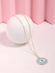 AMI Gold-Plated Enamelled Evil Eye Contemporary Pendant & Chain