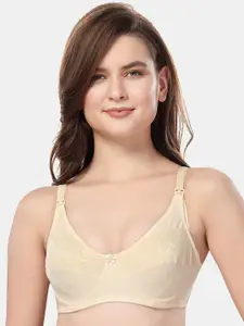 Fabme Floral Lace Full Coverage Underwired Cotton Maternity Bra With All Day Comfort