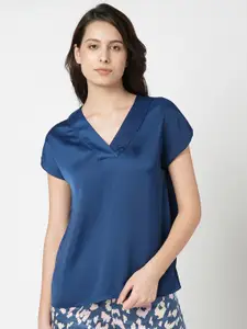Vero Moda Navy Blue Extended Sleeves Blouson Top