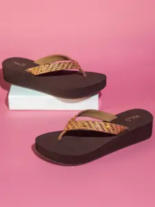 Inc 5 Peach-Coloured Embellished Wedge Sandals
