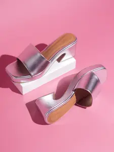 Inc 5 Silver-Toned Platform Sandals