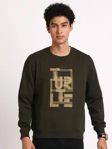 Turtle Typography Printed Cotton Pullover Sweatshirt