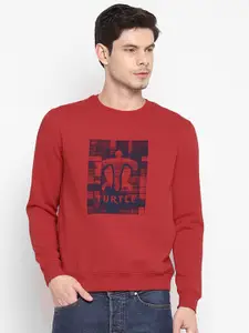 Turtle Graphic Printed Long Sleeve Regular Fit Cotton Pullover Sweatshirt