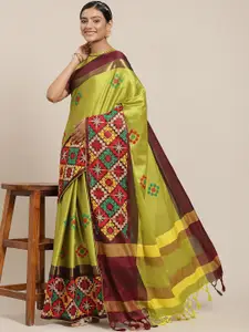 MAHALASA Ethnic Motifs Embroidered Silk Cotton Saree