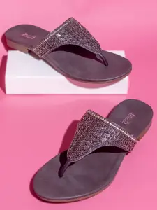 Inc 5 Embellished Ethnic T-Strap Flats