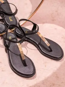 Inc 5 Embellished T-Strap Flats With Backstrap