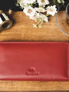 BROWN BEAR Women RFID Leather Zip Around Wallet