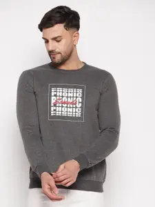 STROP Typography Printed Long Sleeve Cotton Pullover Sweatshirt