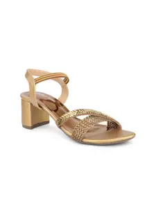 Inc 5 Gold-Toned Embellished Party Block Sandals