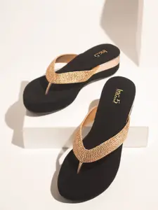 Inc 5 Gold-Toned Embellished Party Wedge Sandals