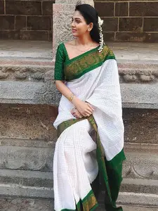 KALINI Checked Woven Design Banarasi Saree