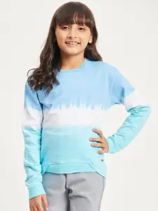 Purple United Kids Girls Colourblocked Cotton Terry Pullover Sweatshirt