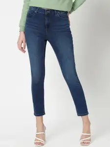 Vero Moda Women Blue Skinny Fit High-Rise Highly Distressed Stretchable Jeans
