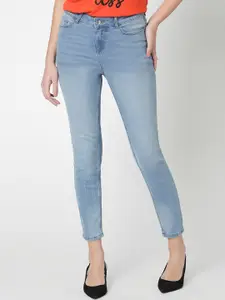 Vero Moda Women Blue Skinny Fit High-Rise Heavy Fade Stretchable Jeans
