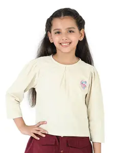 Purple United Kids Girls Puff Sleeve Cotton Corduroy Top