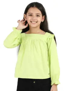 Purple United Kids Girls Square Neck Cotton Long Sleeves Top
