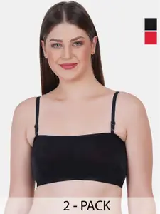 Reveira Pack Of 2 Medium Coverage Lightly Padded Dry Fit Bandeau Bra With All Day Comfort