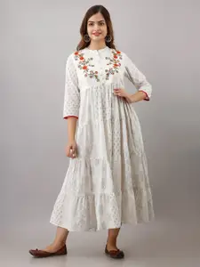 SHOOLIN Printed Cotton A-Line Midi Dress