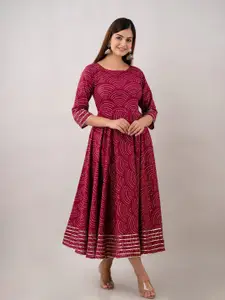 SHOOLIN Printed Cotton Flared Midi Dress