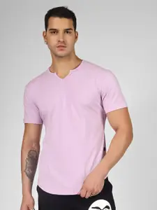 WEARDUDS Men Lavender V-Neck T-shirt