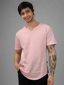 WEARDUDS Men Pink V-Neck T-shirt