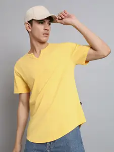WEARDUDS Men Yellow V-Neck T-shirt