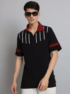 WEARDUDS Striped Polo Collar T-shirt