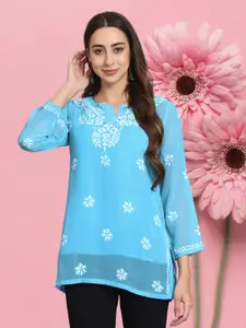PARAMOUNT CHIKAN Women Embroidered Lucknowi Chikankari Georgette Kurti