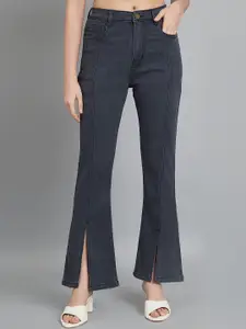 AngelFab Women Jean Bootcut High-Rise Light Fade Cotton Denim Jeans