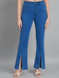 AngelFab Women Jean Bootcut High-Rise Light Fade Cotton Denim Jeans