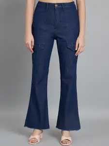 BAESD Women Jean Bootcut High-Rise Low Distress Light Fade Jeans