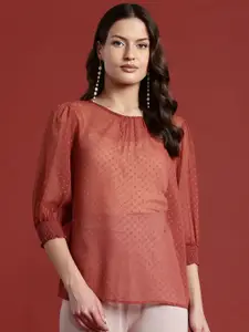 all about you Dobby Weave Sheer Top