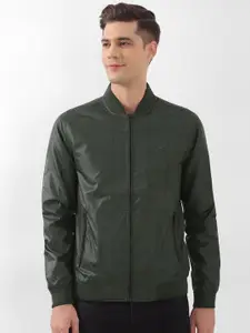 Peter England Casuals Stand Collar Checked Bomber Jacket