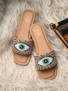 Zebba Embellished Open Toe Flats