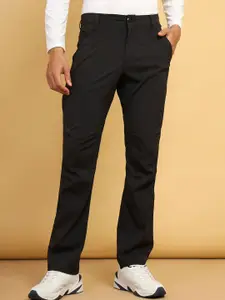 Wrangler Men Black Straight Fit Low-Rise Trousers