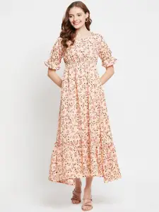 NABIA Floral Printed Round Neck Maxi Gown Ethnic Dress
