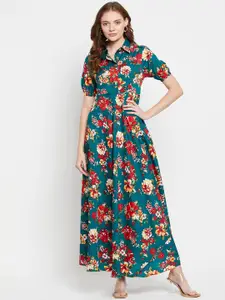 NABIA Floral Printed Fit And Flared Maxi Ethnic Dress