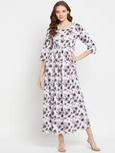 NABIA Floral Printed Pleated Maxi Dress