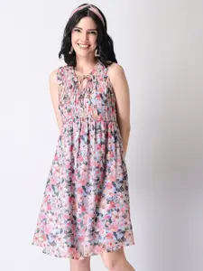 FabAlley Floral Printed Georgette A-Line Dress