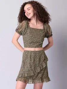 FabAlley Printed Top & Skirt Co-Ord Set