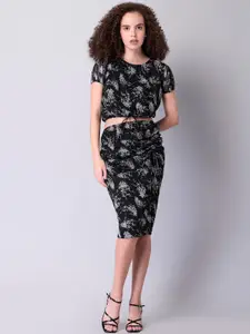 FabAlley Floral Printed Top & Skirt Co-Ord Set
